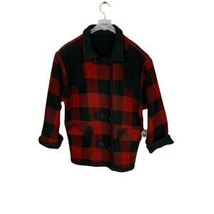 Vintage Mulberry Street Reversible Wool Red Buffalo Plaid & Green Jacket  Size L
